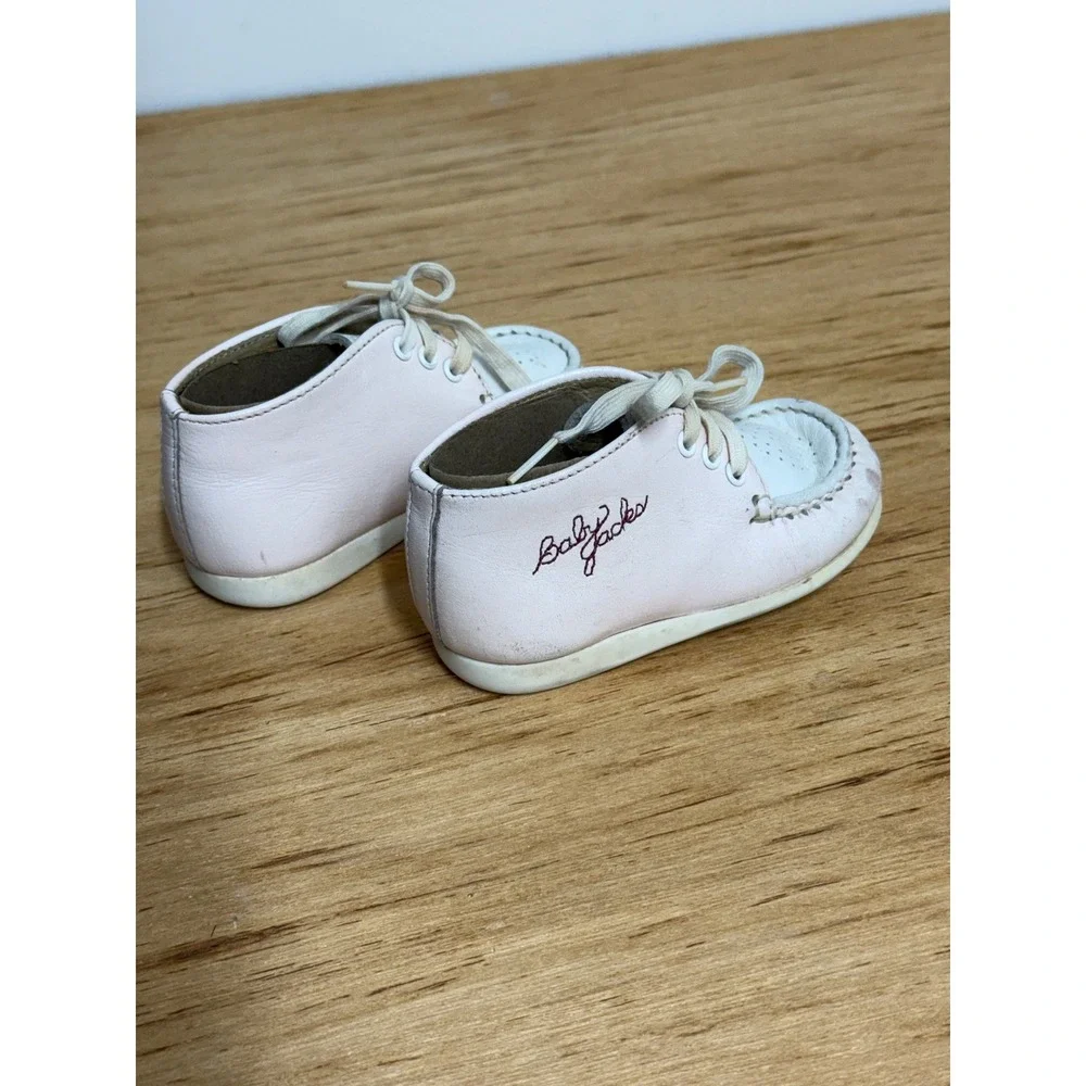 Baby‎ Jacks Vintage Pink Leather Lace Up Walking Baby Shoes